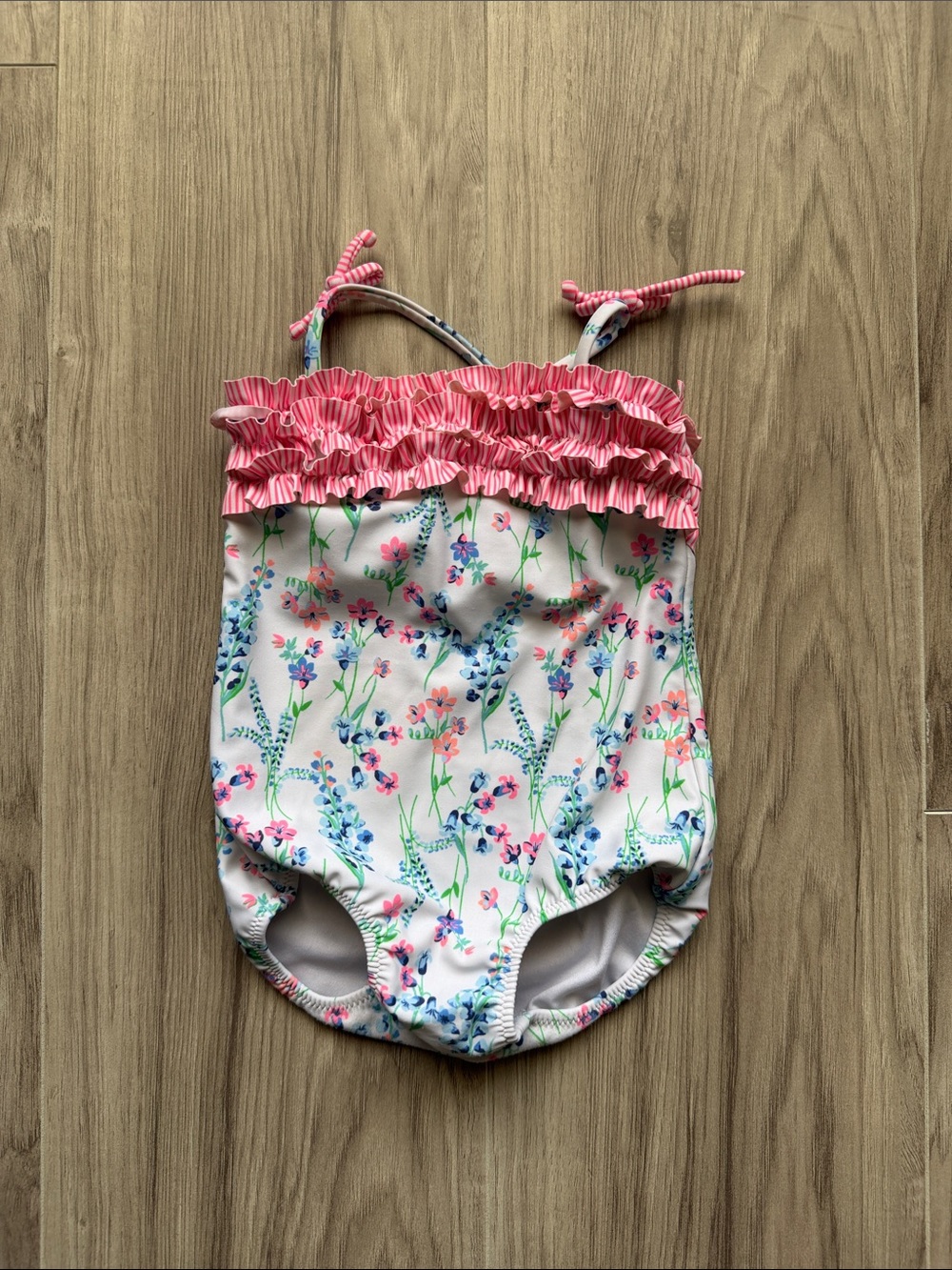 Baby Girls Floral Ruffle One-Piece Swimsuit - Pink
